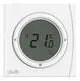 Weißer Danfoss Raumthermostat mit LCD-Anzeige, Temperatur von 5°C bis 30°C, Bedienelemente zur Temperaturregelung. Digitales Display zeigt 21°C.